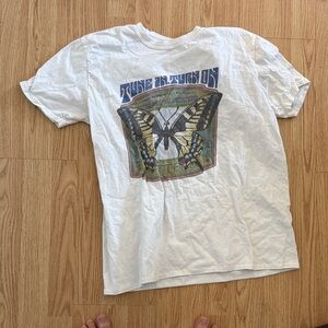 Nasty Gal White Graphic Tee with Butterfly Design